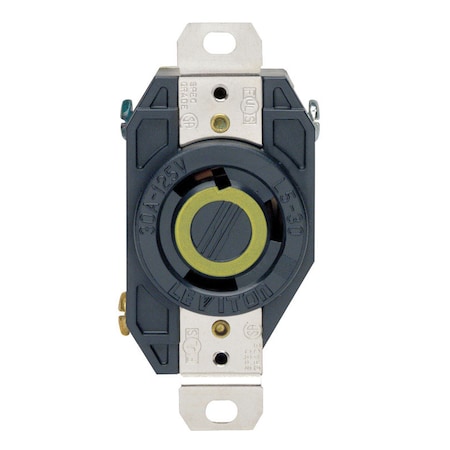 Leviton Locking Receptacle, L5-30R, 30 A, 125V AC, Single Phase, 2 Pole, Flush Mount, Screw Terminals 02610-00D